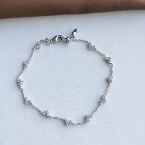 Kendra Scott Haven Heart Silver White Crystal Chain Bracelet